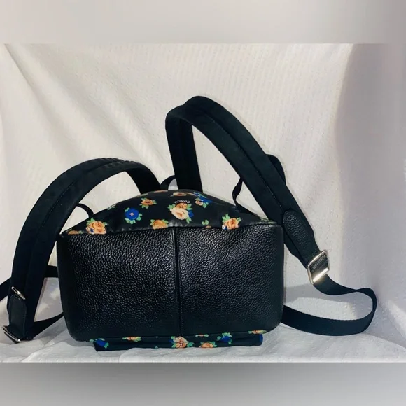 Coach Blue Mini Tea Rose Backpack - Picture 3 of 7